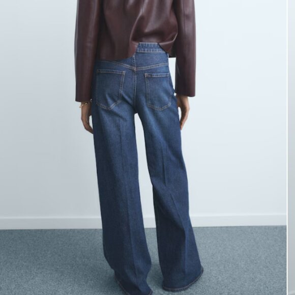 👖 Mango Wide-Leg Dark Blue High-Rise Jeans – Size 10 (Gently Used) - Picture 2 of 6